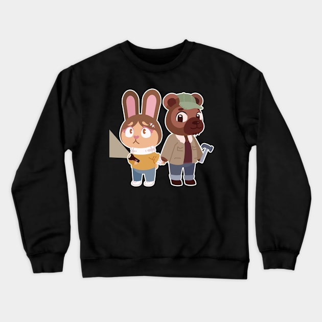 Alison and Mike - Rabbit and Bear Portrait Crewneck Sweatshirt by Snorg3